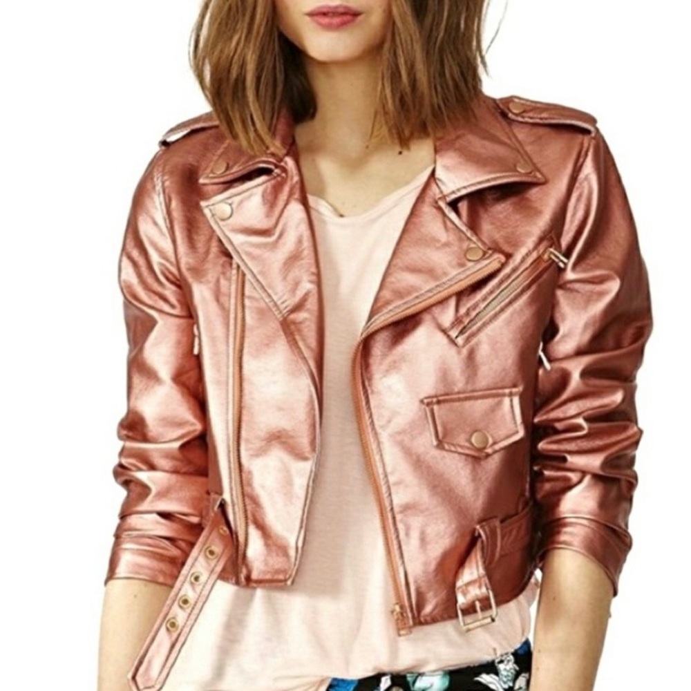 Romeo & Juliet Metallic Faux Leather Jacket